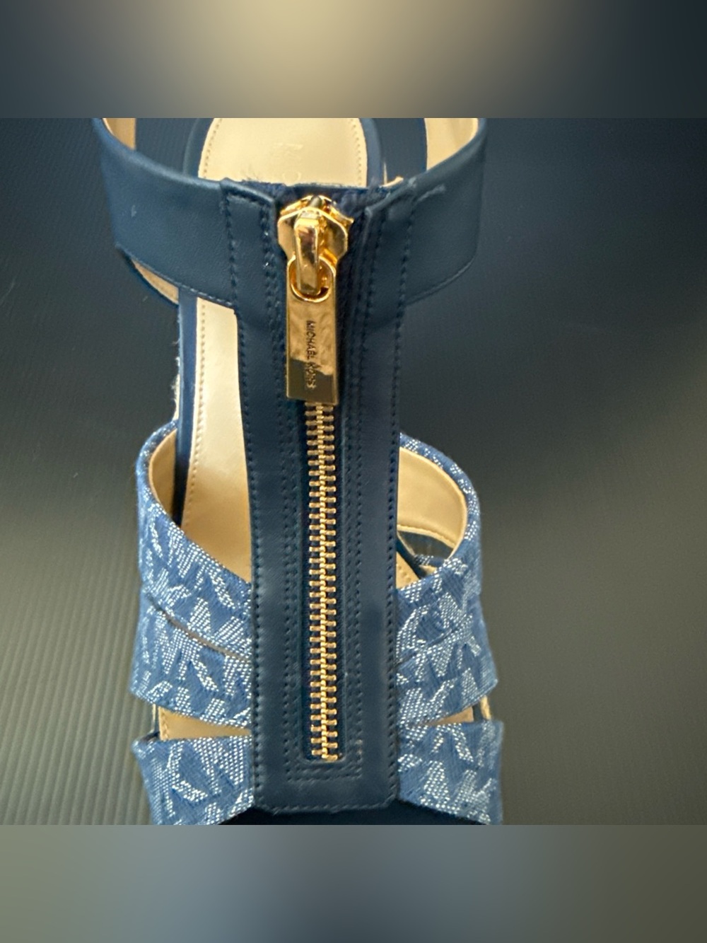NIB Michael Kors Denim Jacquard Berkley Wedge Espadrille Sandal Women’s Size 10 - Picture 9 of 13